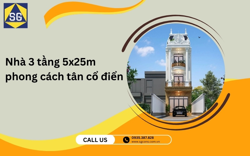 Thiết kế nhà 3 tầng 5x25m Thiết kế nhà 3 tầng 5x25m