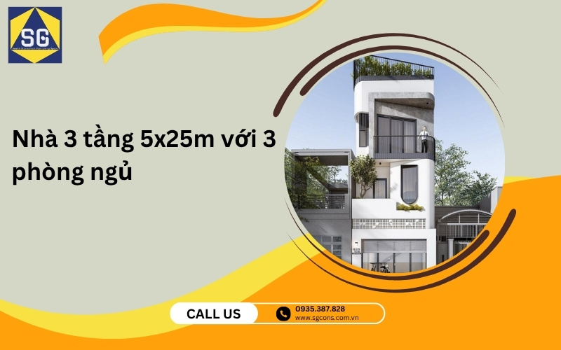 Thiết kế nhà 3 tầng 5x25m Thiết kế nhà 3 tầng 5x25m