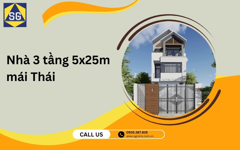 Thiết kế nhà 3 tầng 5x25m Thiết kế nhà 3 tầng 5x25m