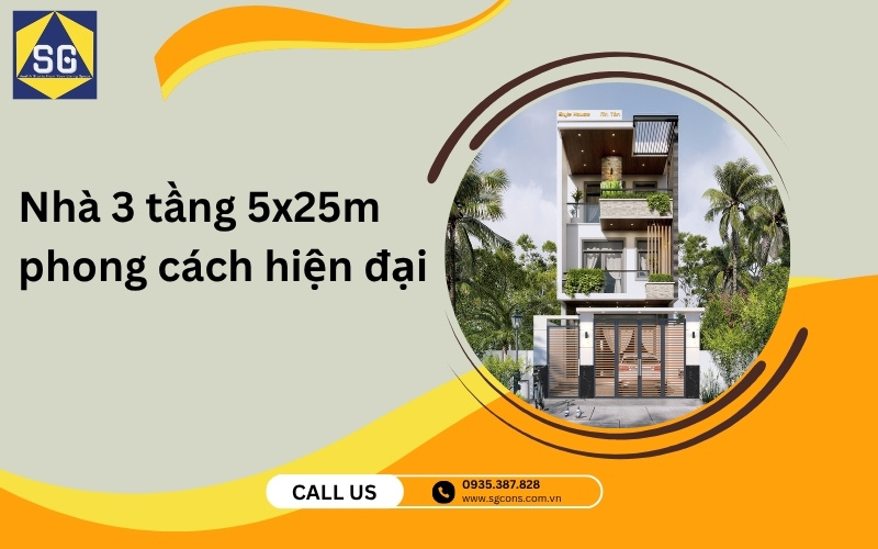 Thiết kế nhà 3 tầng 5x25m Thiết kế nhà 3 tầng 5x25m