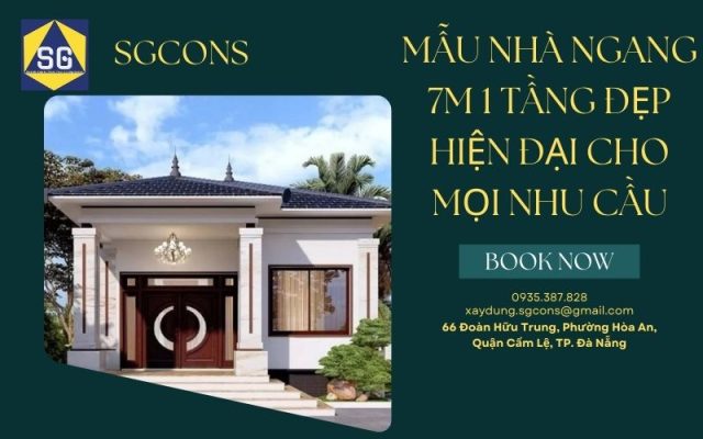 Mẫu nhà ngang 7m 1 tầng