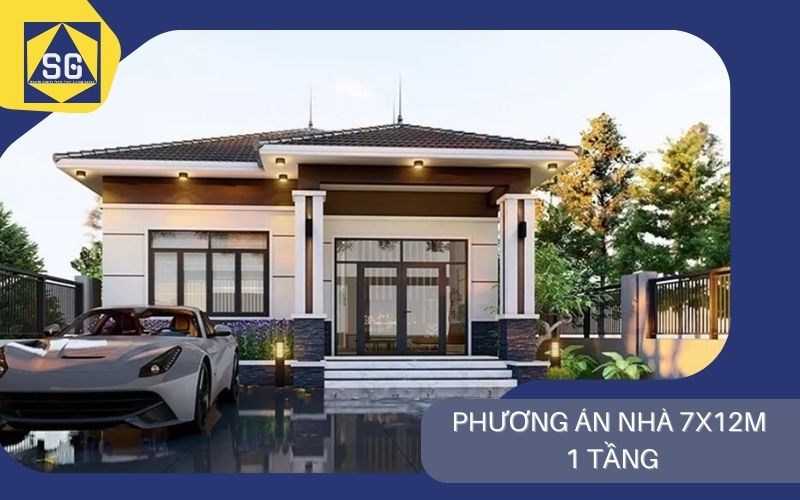 Mẫu nhà ngang 7m 1 tầng