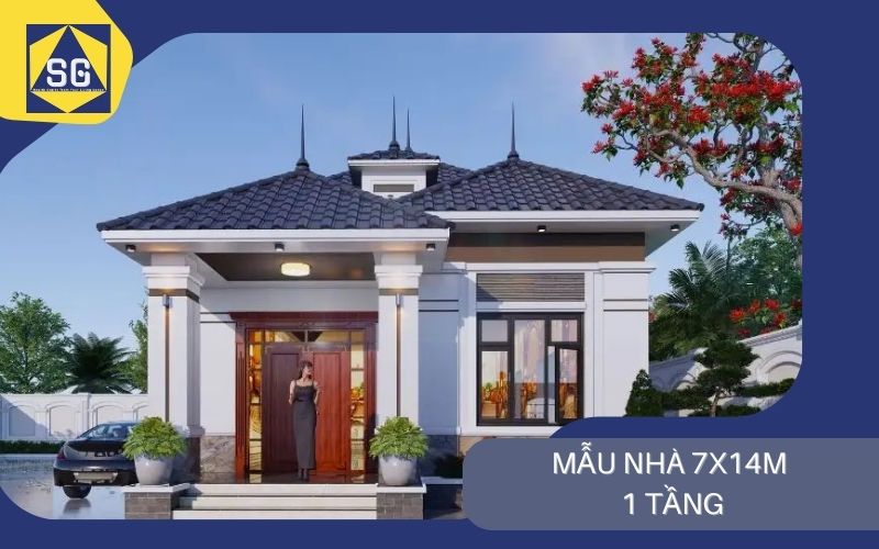 Mẫu nhà ngang 7m 1 tầng