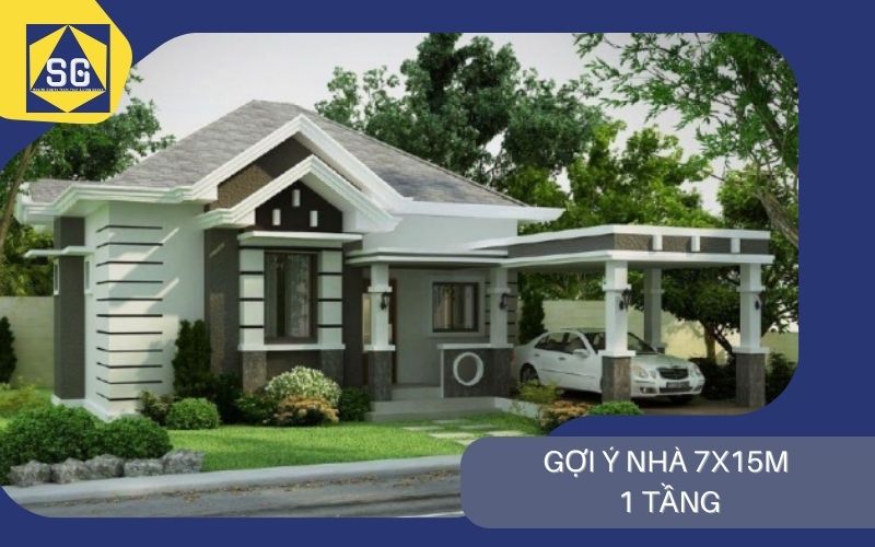 Mẫu nhà ngang 7m 1 tầng