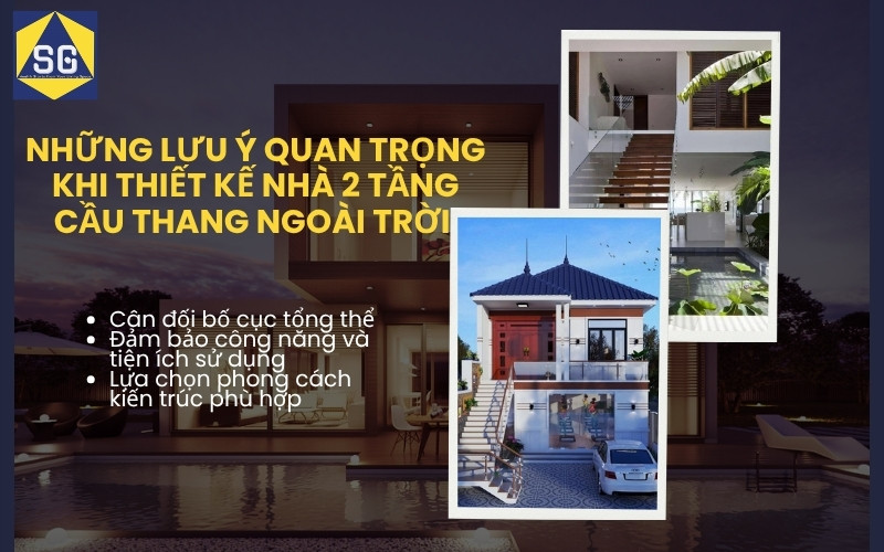 nhà 2 tầng cầu thang ngoài