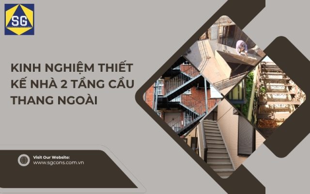 nhà 2 tầng cầu thang ngoài
