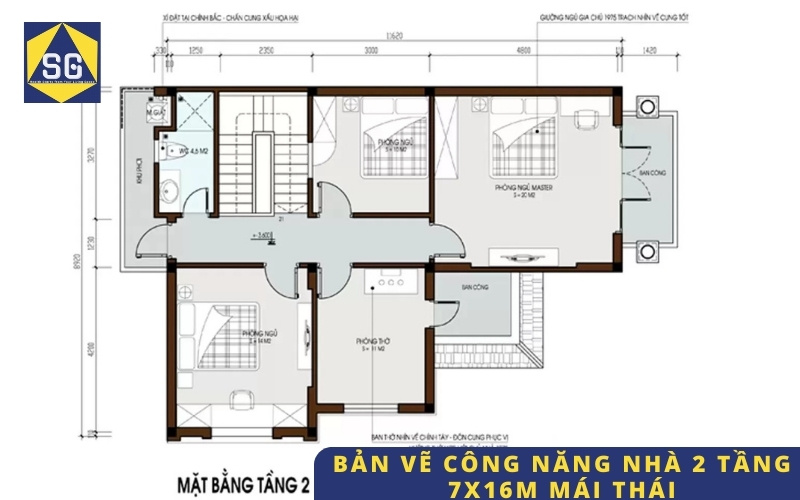 Thiết kế nhà đẹp 2 tầng 7x16m Thiết kế nhà đẹp 2 tầng 7x16m