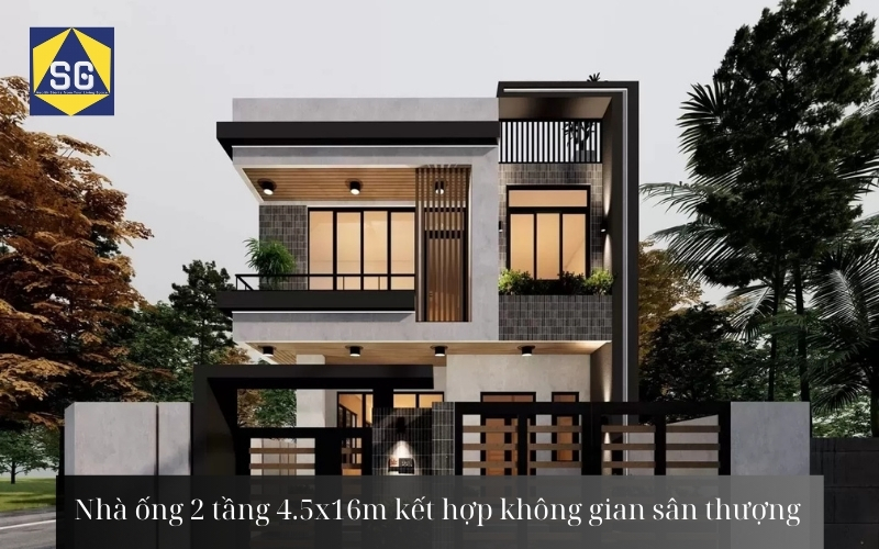 Mẫu thiết kế nhà ống 2 tầng 4.5 x16m Mẫu thiết kế nhà ống 2 tầng 4.5 x16m
