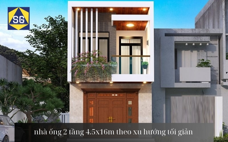 Mẫu thiết kế nhà ống 2 tầng 4.5 x16m Mẫu thiết kế nhà ống 2 tầng 4.5 x16m