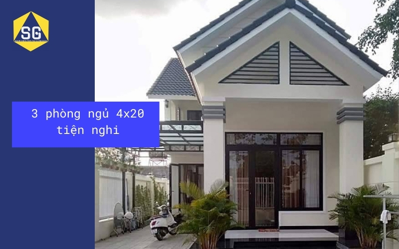Nhà cấp 4 3 phòng ngủ 4x20