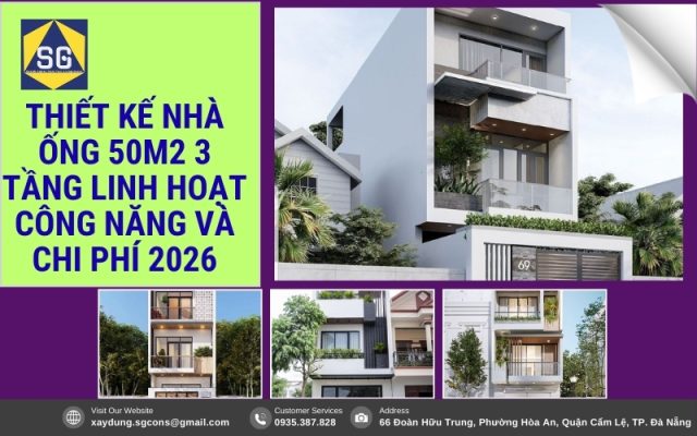 Thiết kế nhà ống 50m2 3 tầng