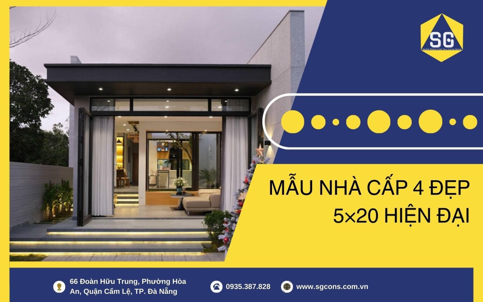 Top những mẫu nhà cấp 4 đẹp 5×20, xu hướng hiện đại 2026 - sgcons