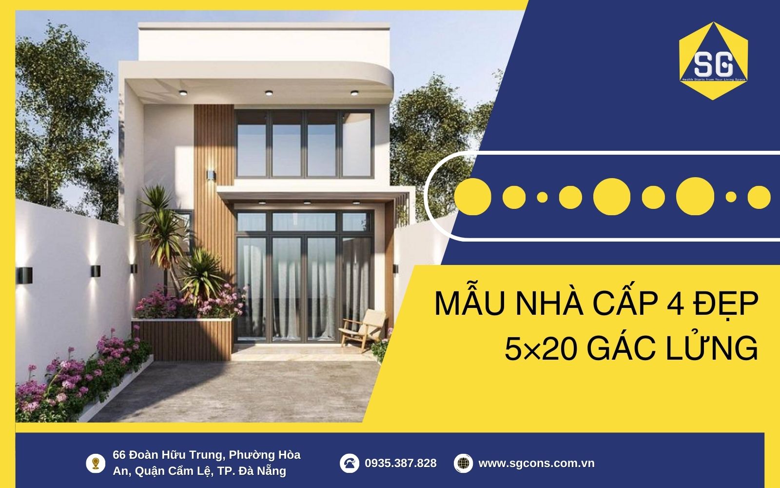 Mẫu nhà cấp 4 đẹp 5×20 gác lửng