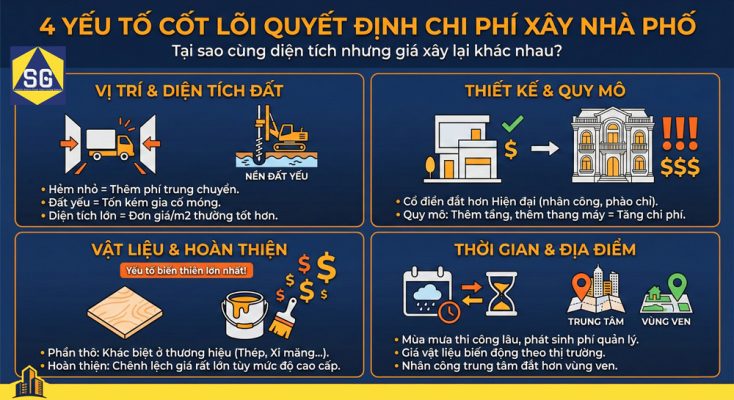 Yếu Tố Ảnh Hưởng Đến Chi Phí Xây Dựng Nhà Phố