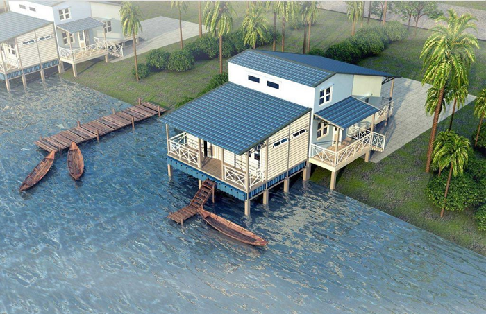 Nhà cấp 4 chống lũ miền Tây có nền cao, móng vững, thích hợp điều kiện ngập nước và khí hậu khắc nghiệt