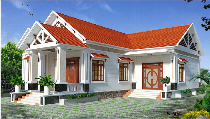 Nhà cấp 4 chữ L với thiết kế tiện lợi cho sinh hoạt gia đình nông thôn