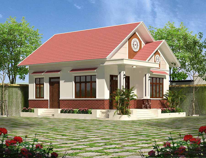 Mẫu nhà cấp 4 mái ngói đỏ truyền thống, gần gũi thiên nhiên, không gian thoáng đãng và bền vững với thời gian