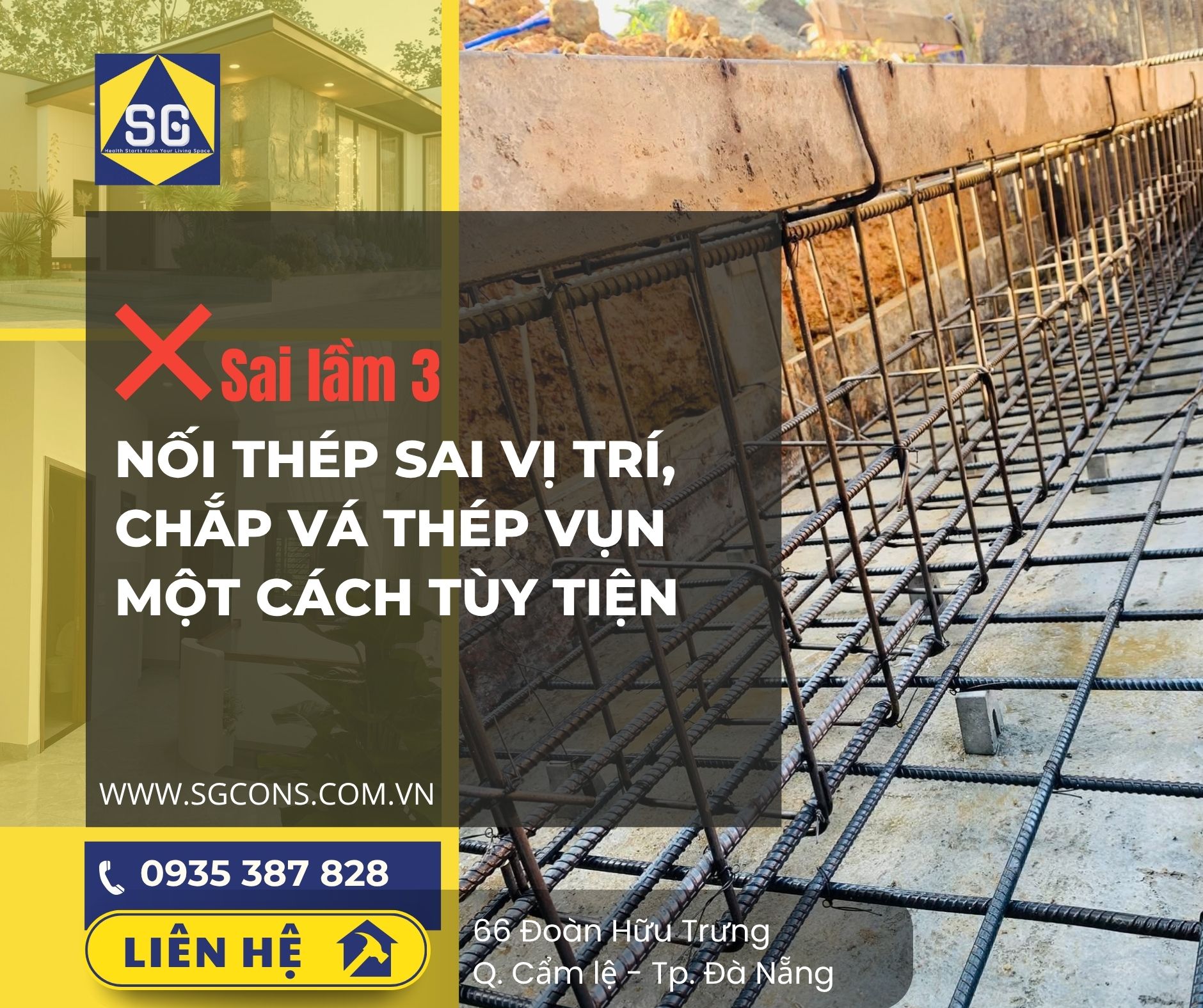 Nối thép sai vị trí, chắp vá thép vụn một cách tùy tiện