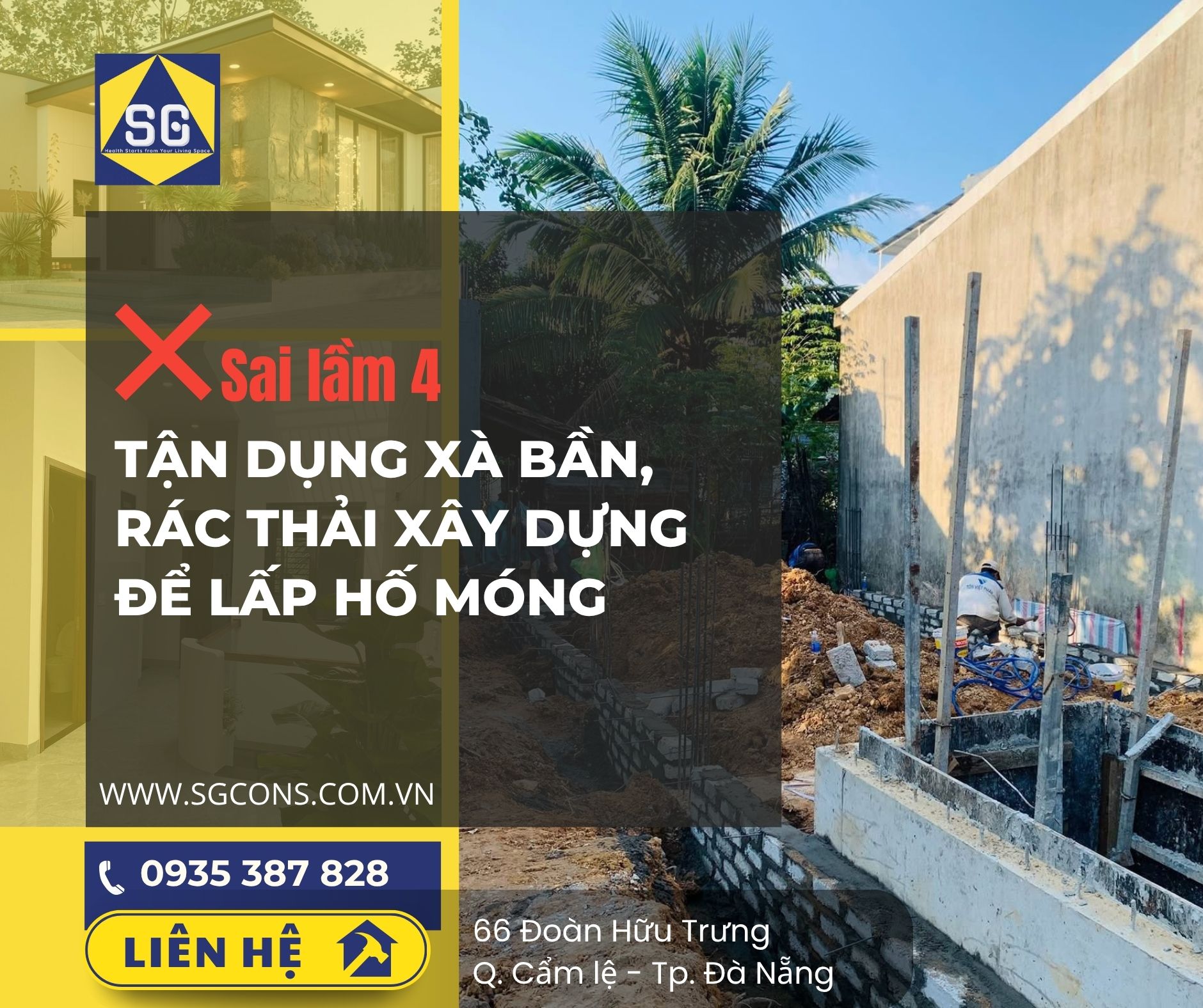 Tận dụng xà bần, rác thải xây dựng để lấp hố móng