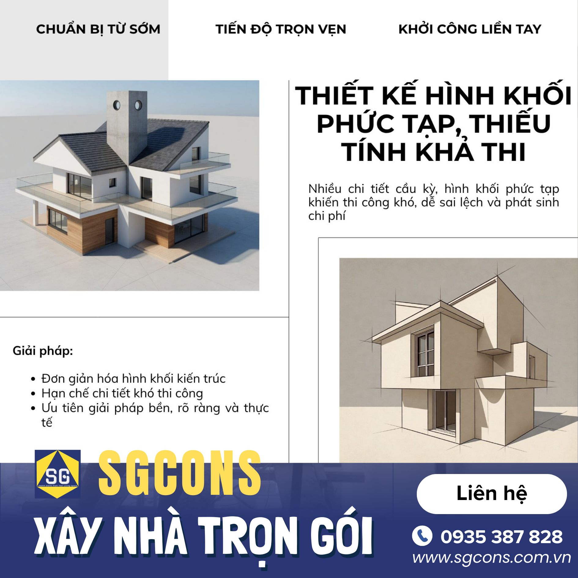 kiến trúc phá cách với nhiều chi tiết cầu kỳ, hình khối phức tạp lơ lửng