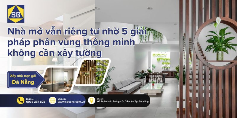 Thiết kế không gian mở phòng khách liền bếp